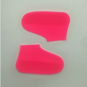 Men and women hiking slip wearable easy to carry silicone rain boots (Option: Pink-L)